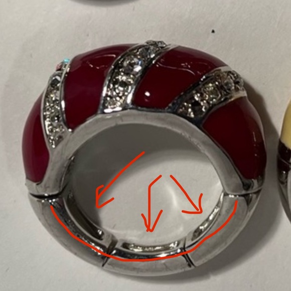 Collection of Enameled Stretch Rings - 5 Rings - Picture 8 of 9